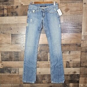 New Earl Jean 22 Super Low Boot Blue With Floral Embroidered